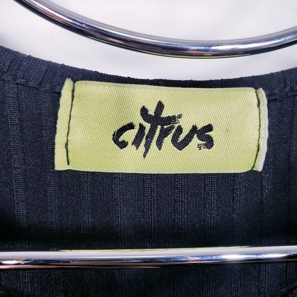 CITRUS Black Textured Sheath Mini Dress 8 MEDIUM V-Neck Front Lace-up Cap Sleeve - Picture 3 of 11